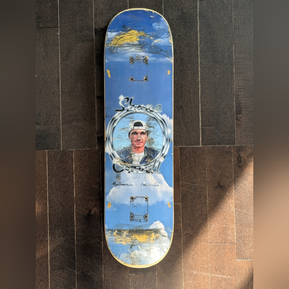 Blue Skateboard with Graphic Design